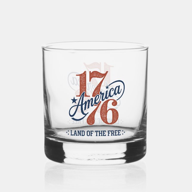 1776 America Script Emblem Whiskey Glass (Front)