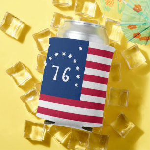 1776 American Battlefield Flag Bennington's Banner Can Cooler