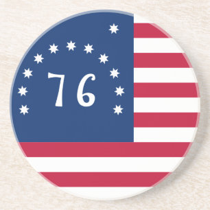 1776 American Battlefield Flag Bennington's Banner Coaster