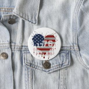 1776 American Flag 7.5 Cm Round Badge