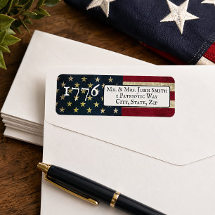 1776 American Flag Red White Blue Return Address