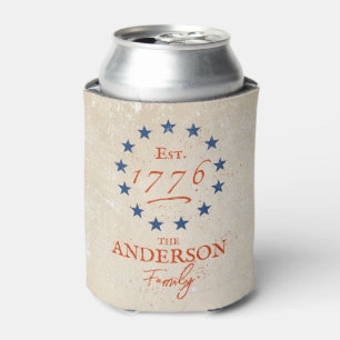 1776 American Stars and Family Name Can Cooler
