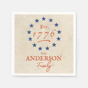 1776 American Stars and Family Name Napkin