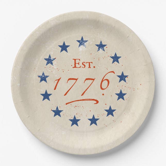 1776 American Stars Paper Plate (Front)