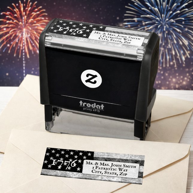1776 Americana Flag rustic return address Self-inking Stamp (Creator Uploaded)