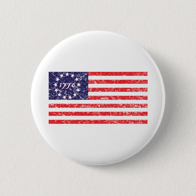 1776-flag 6 cm round badge (Front)