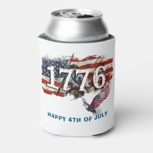 1776 Independence Day American Flag Bald Eagle Can Cooler