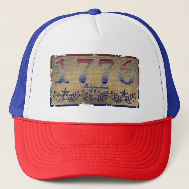 1776 Independence Wood look Trucker Hat (Front)
