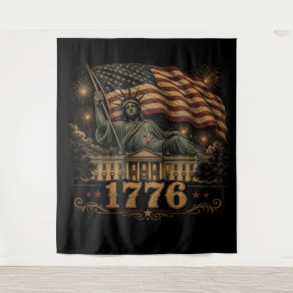 1776 Patriotic American Flag Statue of Liberty Tapestry