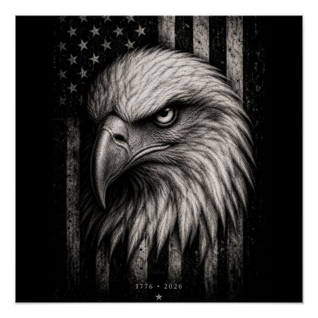 1776 Patriotic Bald Eagle American Flag  Poster (Front)