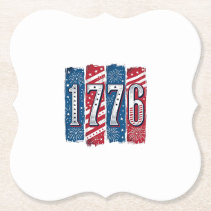1776 Patriotic Fireworks Vintage Vector Design_1 Paper Coaster
