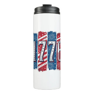 1776 Patriotic Fireworks Vintage Vector Design_1 Thermal Tumbler