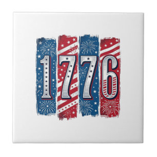 1776 Patriotic Fireworks Vintage Vector Design_1 Tile