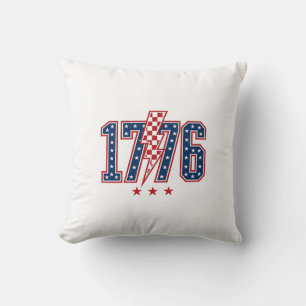 1776 Patriotic Lightning Bolt Vintage Graphic Tee_ Cushion
