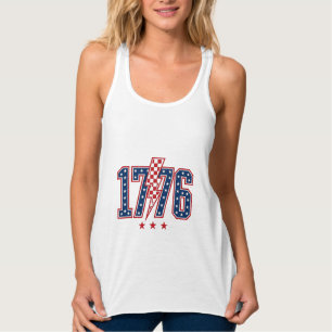 1776 Patriotic Lightning Bolt Vintage Graphic Tee_ Singlet