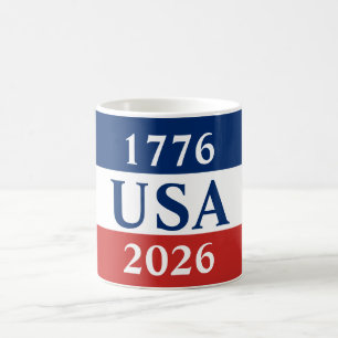 1776 USA 2026 Red White and Blue Patriotic Coffee Mug