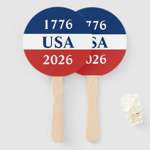 1776 USA 2026 Red White and Blue Patriotic Hand Fan
