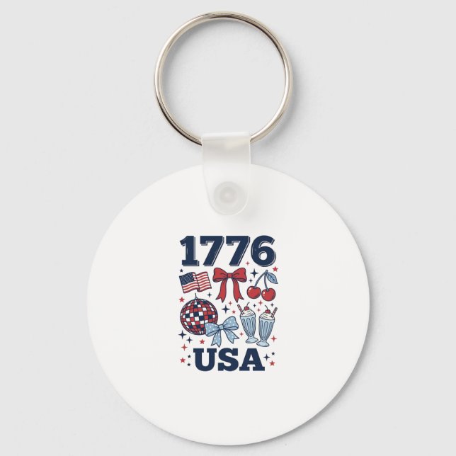 1776 USA Patriotic Coquette Vector Design_1 Key Ring (Front)