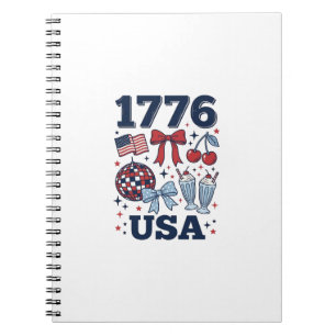1776 USA Patriotic Coquette Vector Design_1 Notebook