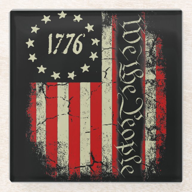 1776 We the People Glass Coaster (Front)