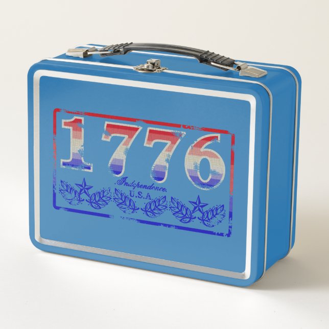 1776- Worn Faded Metal Lunch Box (Front)