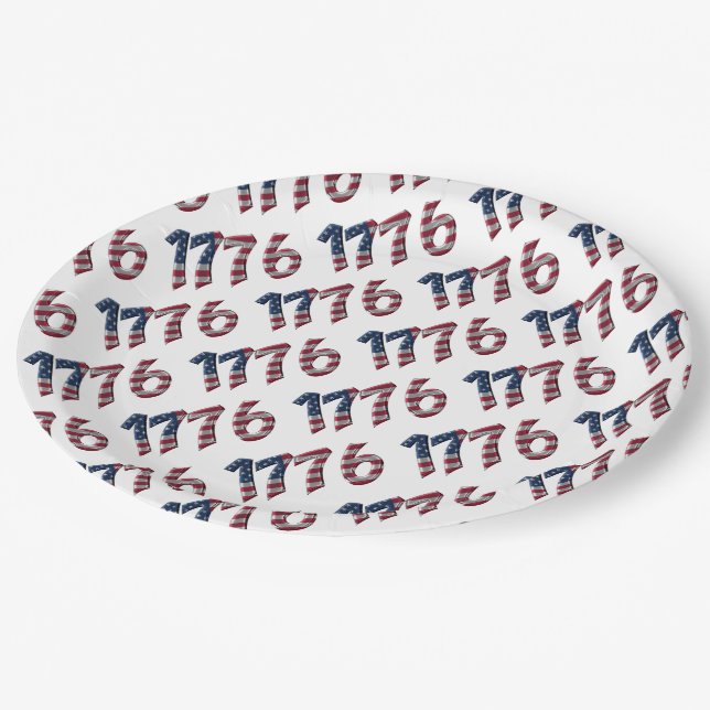 1776 Year of Declaration of Independence USA Paper Plate (Angled)