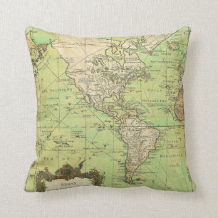 1778 Bellin Nautical Chart or Map of the World Cushion