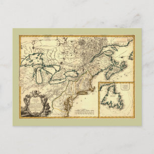 1778 Map of Canada and the United States Postcard