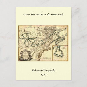 1778 Map of Canada and the United States Postcard