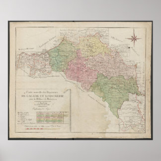 1780 Map of the Kingdoms of Galicia and Lodomeria  Poster