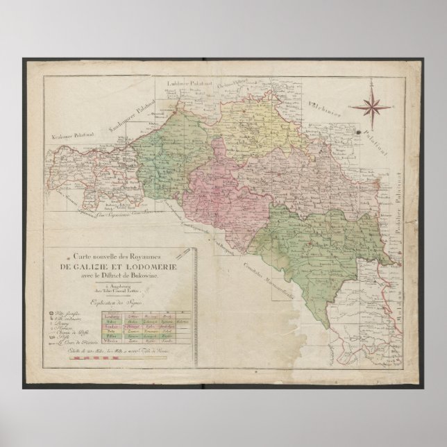 1780 Map of the Kingdoms of Galicia and Lodomeria  Poster (Front)
