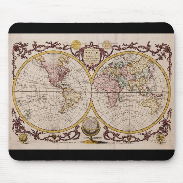 1782 Map of the World by George Augustus Baldwyn Mouse Pad (Front)
