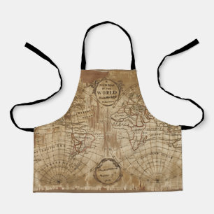1783 Vintage Antique World Map with Embroidery Apron