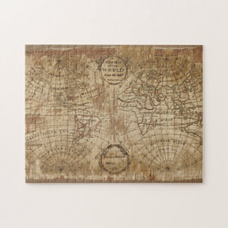 1783 Vintage Antique World Map with Embroidery Jigsaw Puzzle