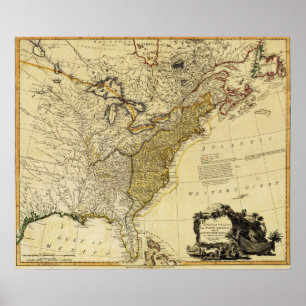 1784 Map of the United States of America by Faden Poster