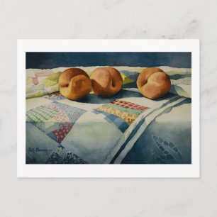 1786 Peaches on Quilt Postcard