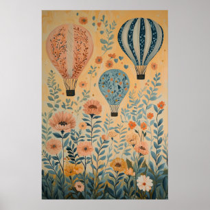 1790 Floating Hot Air Balloons Poster