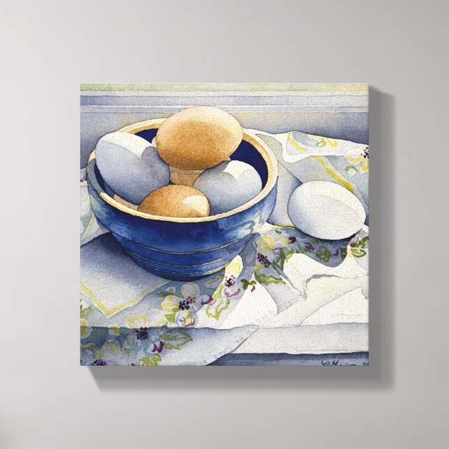 1791 Eggs in Blue Bowl Wrapped Canvas Print (Front)