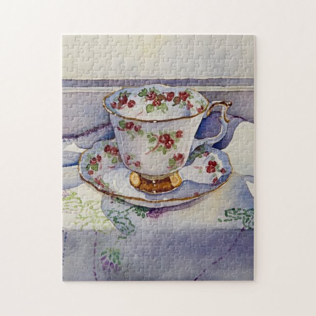 1799 Teacup on Linen Jigsaw Puzzle (Vertical)