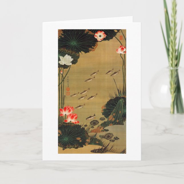 17. 蓮池遊魚図, 若冲 Pond with The Lotus, Jakuchū Card (Front)