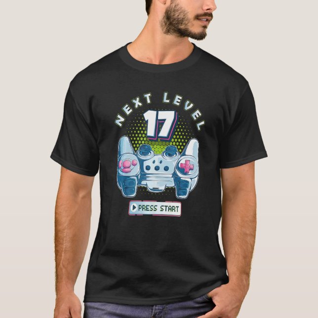 17 Birthday Gamer Next Level 17 Gaming Controller  T-Shirt (Front)