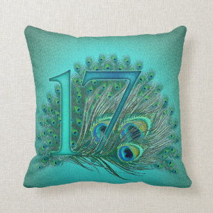 17 birthday peacock template age number cushion