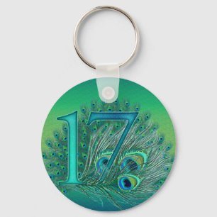 17 birthday peacock template age number key ring