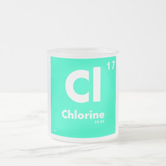 17 Chlorine | Periodic Table of Elements Frosted Glass Coffee Mug (Center)