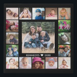 17 Family Photo Collage Create Your Own Black Faux Canvas Print<br><div class="desc">Create your own photo collage  faux wrapped canvas print with 17 of your favourite pictures on a Black background.Personalise with family name and established date.</div>