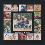 17 Family Photo Collage Create Your Own Black Faux Canvas Print<br><div class="desc">Create your own photo collage  faux wrapped canvas print with 17 of your favourite pictures on a Black background.Personalise with family name and established date.</div>