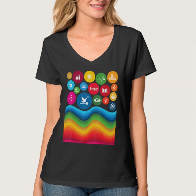17 Global Goals For Sustainable Development Rainbo T-Shirt (Front)
