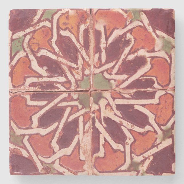 17:Isnik Tile, 16th century Stone Coaster (Front)