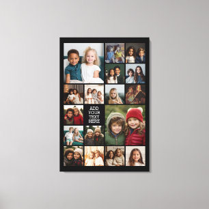 17 Photo Collage and Text - Can Edit Black Canvas Print