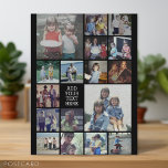 17 Photo Collage and Text - Can Edit Black Postcard<br><div class="desc">A design with a basic black background. Use up to 17 square photos to create a unique and personal gift. If you need to adjust the pictures,  click on the customise tool to make changes.</div>